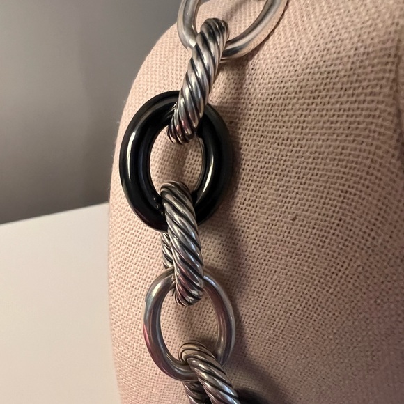 David Yurman Extra Large Oval Link Sterling Ceramic Necklace - Picture 7 of 8